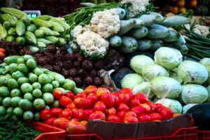 low light photography of pile of vegetables